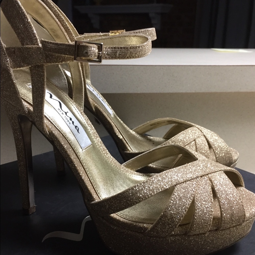 Gold sparkly heels